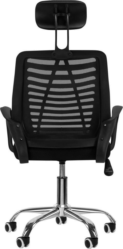 Karrige zyre QS-02, ergonomike, me mbështetëse koke, e zezë