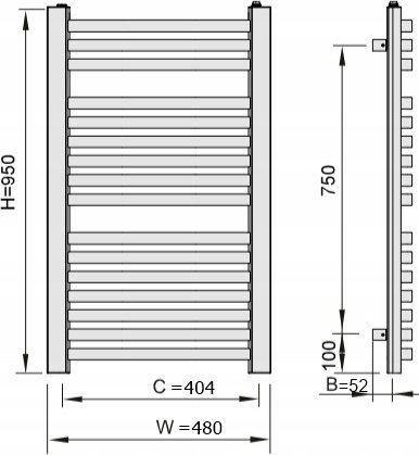 Radiator për banjo ENIX EPIC 048/095, 425 W, ngjyrë grafit