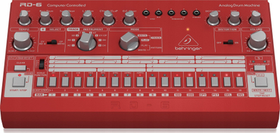 Машина за ритам Behringer RD-6 Rhythm Designer, аналогна, со дисторзија, црвена