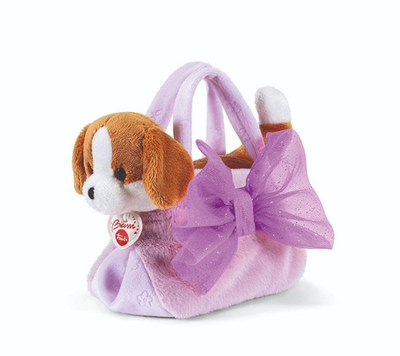 Lodër pelushi Trudi Dog Bag Bow 56082, qenush me çantë, 10 x 15 x 20 cm, rozë