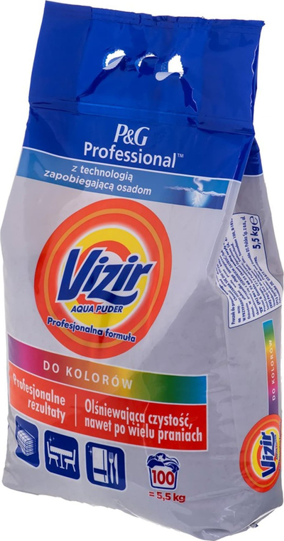 Detergjent pluhur Vizir Aqua Professional Formula, 5.5kg, 100 larje, për rroba me ngjyra