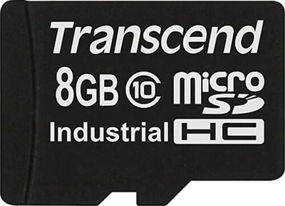 Kartë memorie Transcend microSDHC Industrial, 8GB, Class 10, e zezë