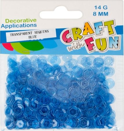 Sequins Craft With Fun, 8 mm, 14 g, 40 / 400, blu / transparent