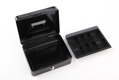 Kuti parash Vorel Cash Box 250x200x90mm, çelik, me çelës, e zezë