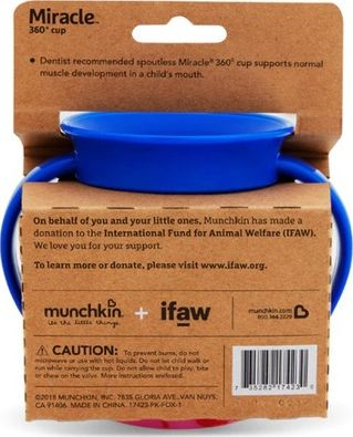 Gotë trajnimi Munchkin Miracle 360 Eco Trainer, 360°, me doreza, rozë me dhelpër
