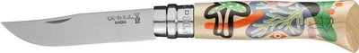 Thikë Opinel No.08 Limited Edition Nature Perrine Honoré, fletë çelik inox Sandvik 12C27, dorezë druri shumëngjyrëshe