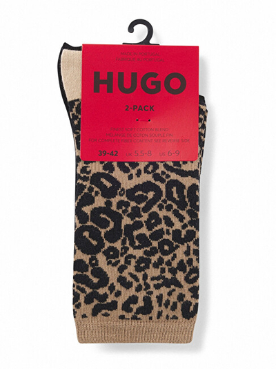 Set çorape për femra Hugo Boss, 2 palë, të zeza/kafta