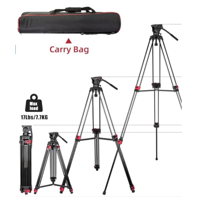 Tripod video me kokë fluide 185cm