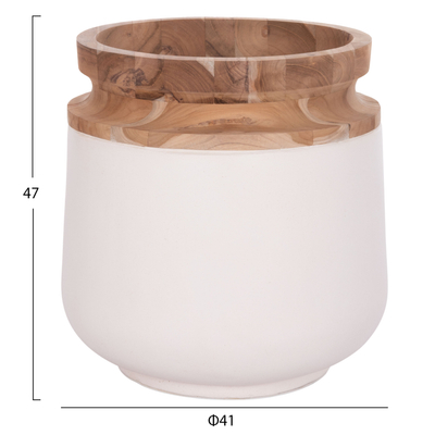 Vazo dyshemeje dekorative LINTER HM4662.02L, 41x47 cm, çimento Fiber, e bardhë