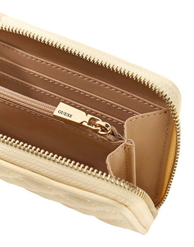 Portofol GUESS Atabey SLG Medium Zip Around, poliuretani, për femra, e verdhë e çelur