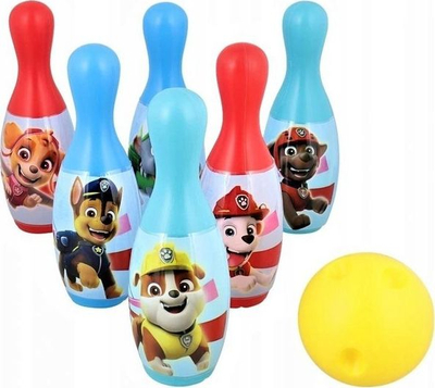 Set bowlingu për kalamaj Paw Patrol, 6 kegele plastike, me shumë ngjyra