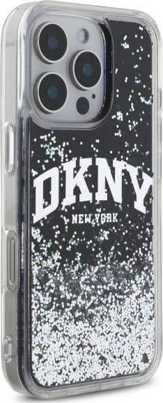 Kapak telefoni DKNY Liquid Glitter Arch Logo DKHCP16LLBNAEK, për iPhone 16 Pro 6.3", hardcase, i zi