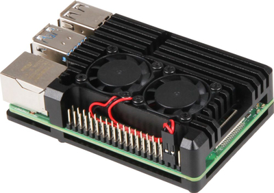 Kuti mbrojtëse Joy-it Armor për Raspberry Pi 4B, alumini, me ftohje me ventilator, e zezë