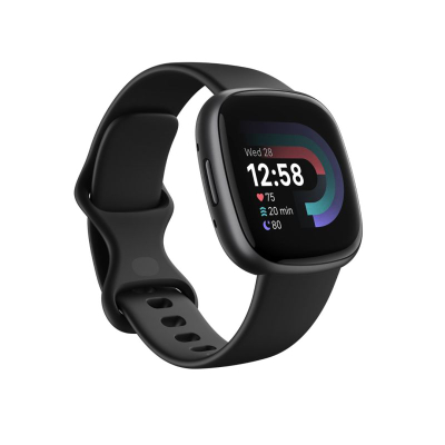 Ora inteligjente Fitbit Versa 4, GPS, monitorim rrahje zemre, e zezë grafit