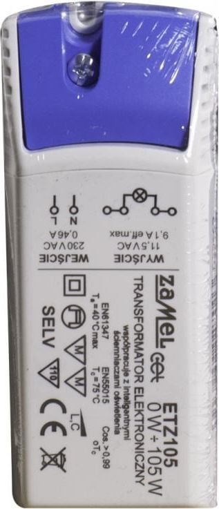 Електронски трансформатор Замел ETZ105, 230V во 11.5V, 105W, бел