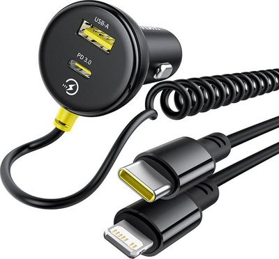 Karikues veture Baseus Circular Plastic, 60W, 2x USB C dhe Lightning, i zi