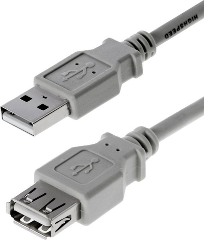 Kabllo USB V7 USB-A në USB-A, 3m, USB 2.0, gri