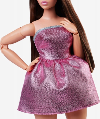 Kukull Barbie Looks Curvy Pink Mini Dress, trup i artikuluar, bazament koleksioni, rozë