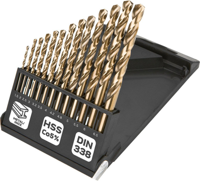 Set stërvitjesh për metal NEO TOOLS HSS Co, 1.5 6.5mm, 13 copë