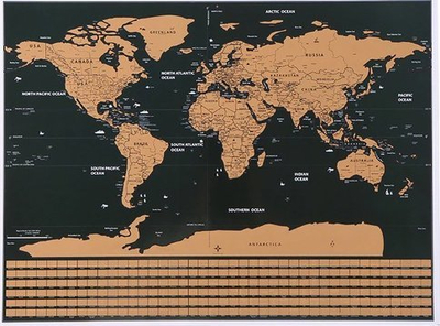 Гребена светска карта Los S, со знамиња, 23443, црна со злато