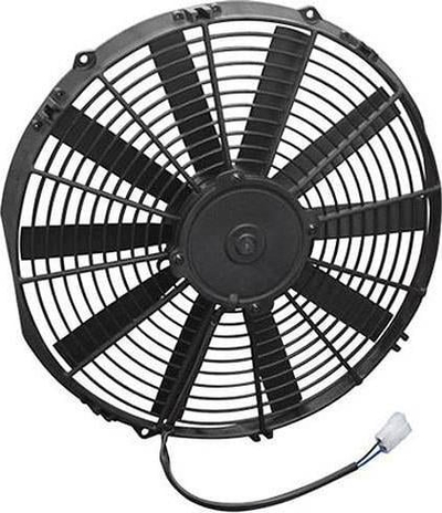 Ventilator radiatorik SPAL 355mm Slim thithës, i zi