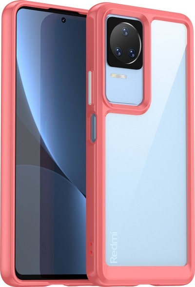 Mbrojtëse telefoni Hurtel Outer Space për Xiaomi Poco F4 5G, kornizë e butë, transparente, e kuqe