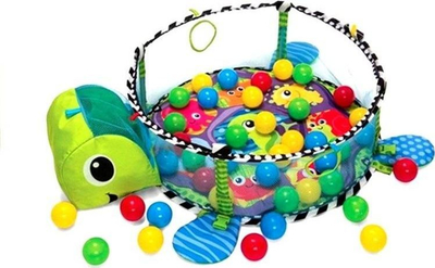 Tapet edukativ me topa Leantoys Turtle 3 në 1, pishinë topash, me hark lodrash, shumëngjyrësh