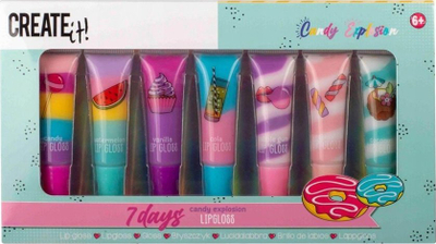 Set lip gloss CREATE IT! Candy Explosion, 7 copë, aromë çokollatë e fruta, shumëngjyrësh