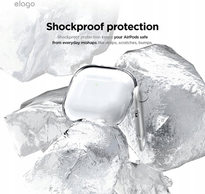 Mbulesë Elago Clear Case për AirPods 4, transparente, me karabinë