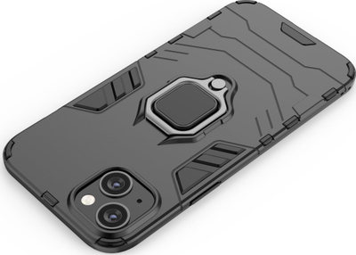 Maskë mbrojtëse Hurtel Ring Armor për iPhone 14 Pro Max, me unazë magnetike, e zezë