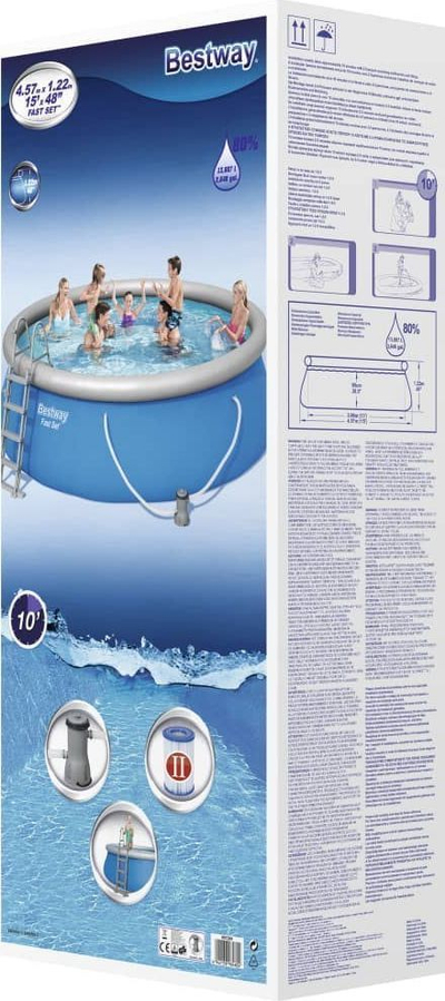 Pishinë Bestway Fast Set, 457cm (57289), e kaltër/hirtë