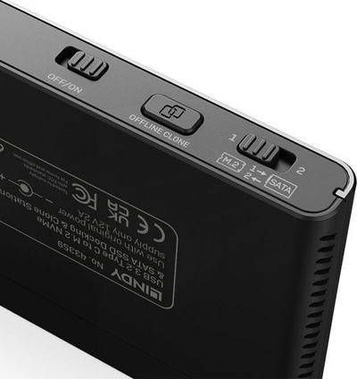 Stacion klonimi SSD Lindy USB 3.2, M.2 NVMe edhe SATA, i zi