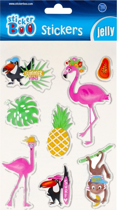 Stikera xheli Sticker BOO Flamingos, me flamingo, 8 copë, me plot ngjyra