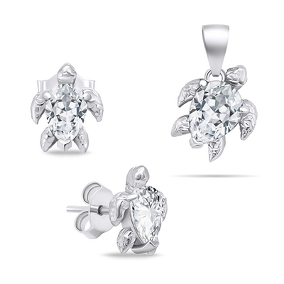 Set varëse dhe vathë Brilio Silver Turtle SET233W, në formë breshke, me zirkone, i argjendtë