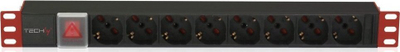 Panel energjie rack Techly 1U, 8x Schuko UNEL, kabllo C20 3m, i zi