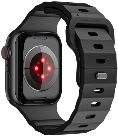 Rrip ore Mobile Origin Strap III për Apple Watch 44 45 46 49 mm, prej fluororubber, i zi