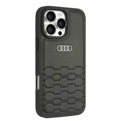 Maskë telefoni Audi Hardcase për iPhone 16 Pro Max 6.9", lëkurë sintetike, e zezë