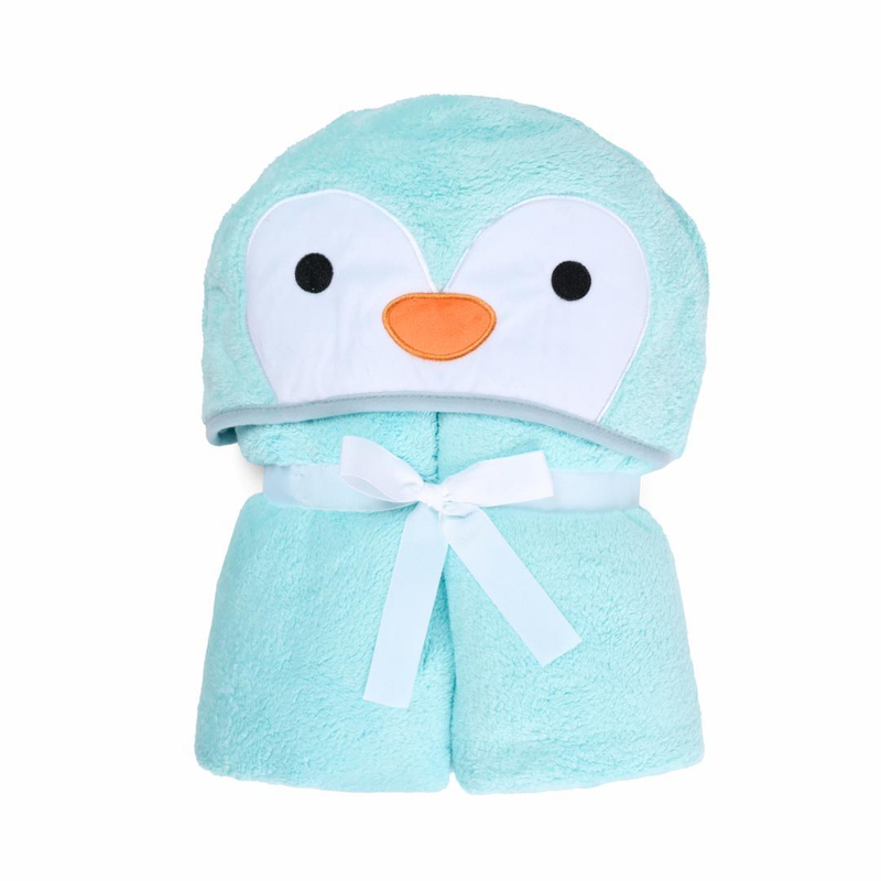 Peshqir me kapuç për fëmijë Heinner, 76x127cm, coral fleece, model pinguin