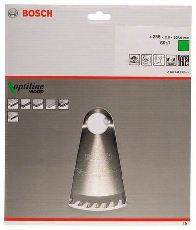 Teh sharre rrethore Bosch Optiline Wood 235mm, 60 dhëmbë, 30mm