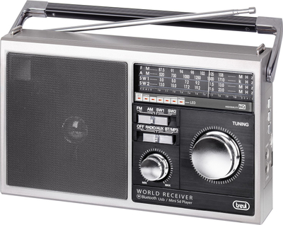 Radio portative Trevi MB74910, AM FM SW, USB Micro SD, gri metalike