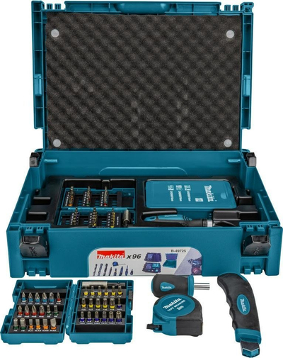 Set veglash Makita B-49725, 96 pjesë, bita dhe vegla dore, blu