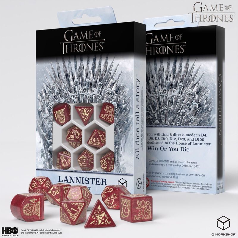 Set zarfash RPG Game of Thrones Q Workshop Lannister, 8 copë, i kuq me ari