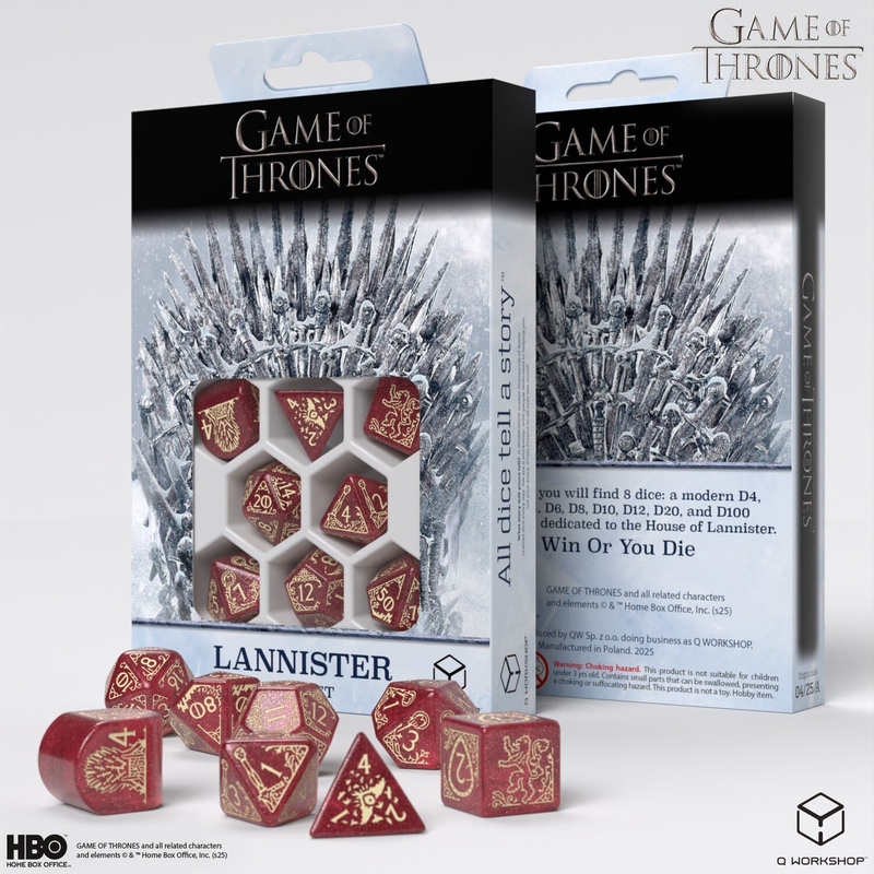 Set zarfash RPG Game of Thrones Q Workshop Lannister, 8 copë, i kuq me ari