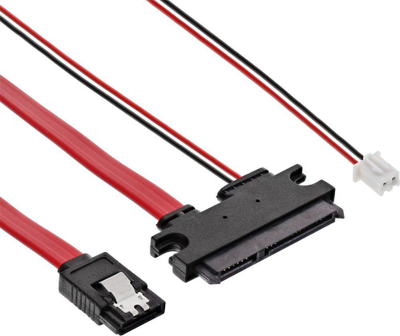 Kabllo InLine SATA 15-pin në Molex x2, 0.35m, e kuqe