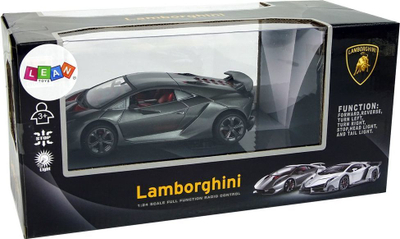 Lodër makinë me telekomandë Auto Sport Lamborghini Import Leantoys, 1:24, 2.4 G, i argjendtë, për fëmijë nga mosha 8 vjeç