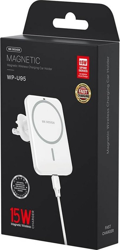 Karikues me valë për makinë WK Design Upine Series, MagSafe, 15W, i zi