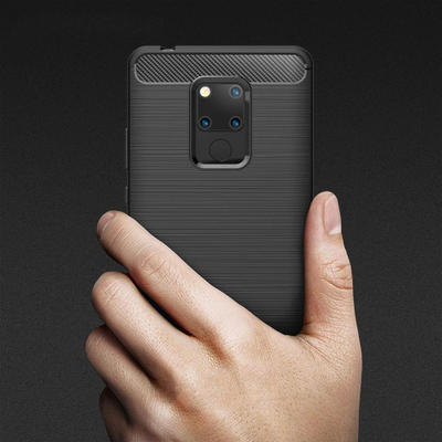 Maskë mbrojtëse TPU Huawei Mate 20 Carbon Rugged Armor, antirrëshqitëse, e zezë