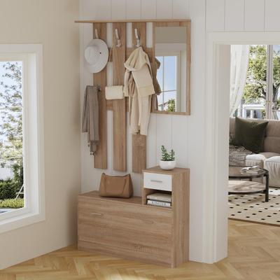 Set paradhomë me pasqyrë Gorn 90×24×190 Hcm (HM2473.04), bardhë