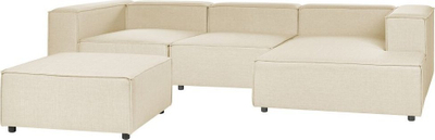 Divan këndi APRICA, 3 vende, modular me ottoman, bezhë