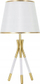 Lampë tavoline Mauro Ferretti Triply, Ø28cm, 1xE27 40W, metal tekstil, ari me të bardhë